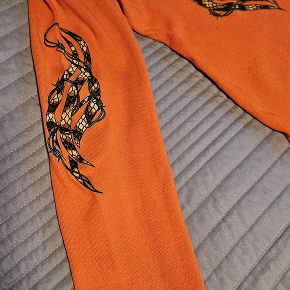 Orange Lace-Up Graphic Sexy Women's Top Vintage Bikeweek 2002 - Picture 4 of 13